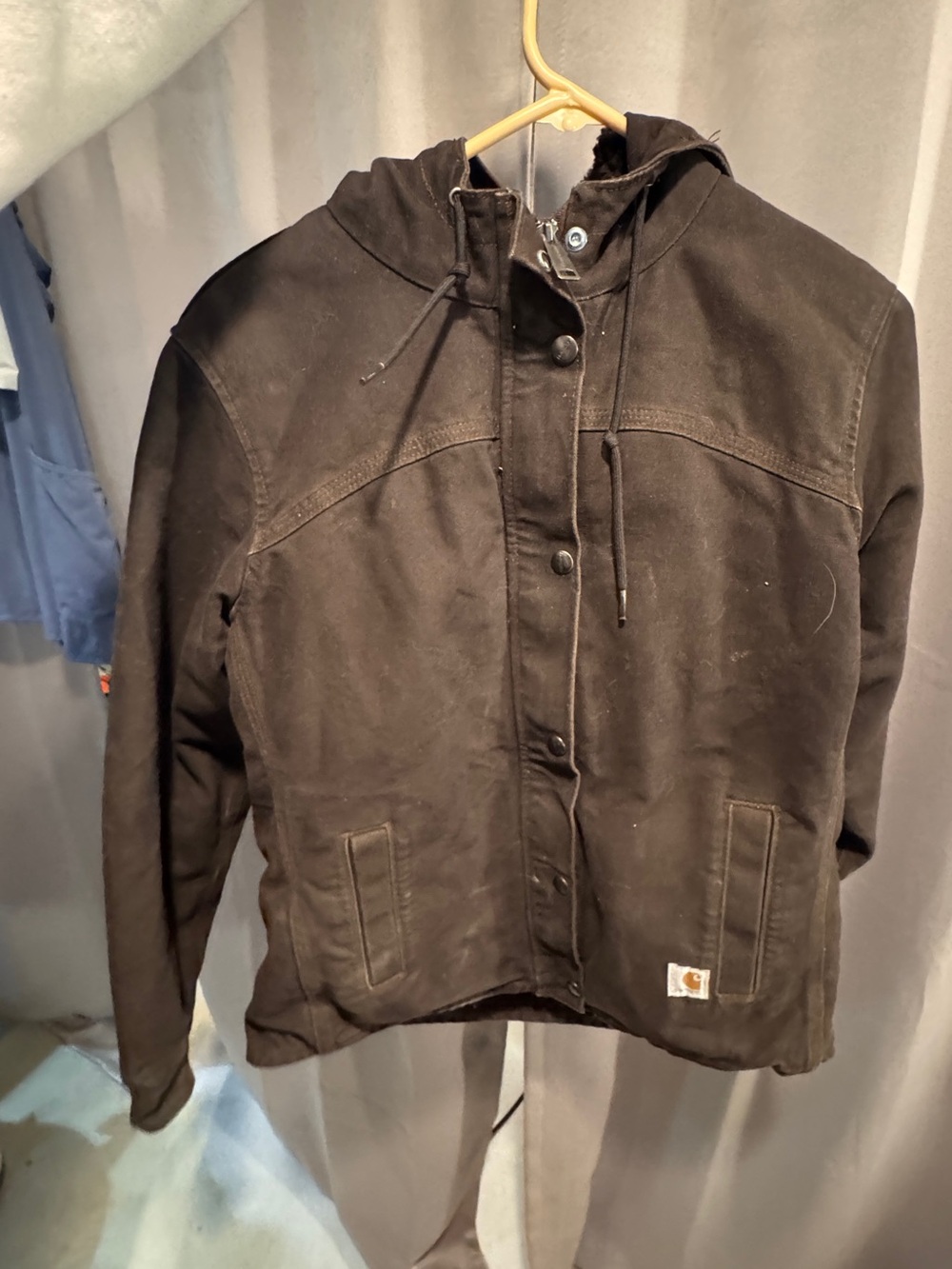 Carhartt Dark Brown Hooded Canvas Work Jacket